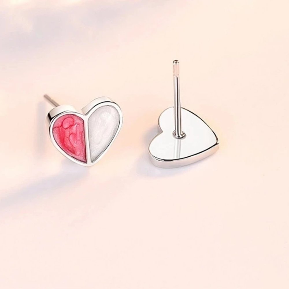 Cutest 4pc Pink & White Earrings and Pendant Set w/ 18" Chain Sterling Silver - Picture 4 of 8